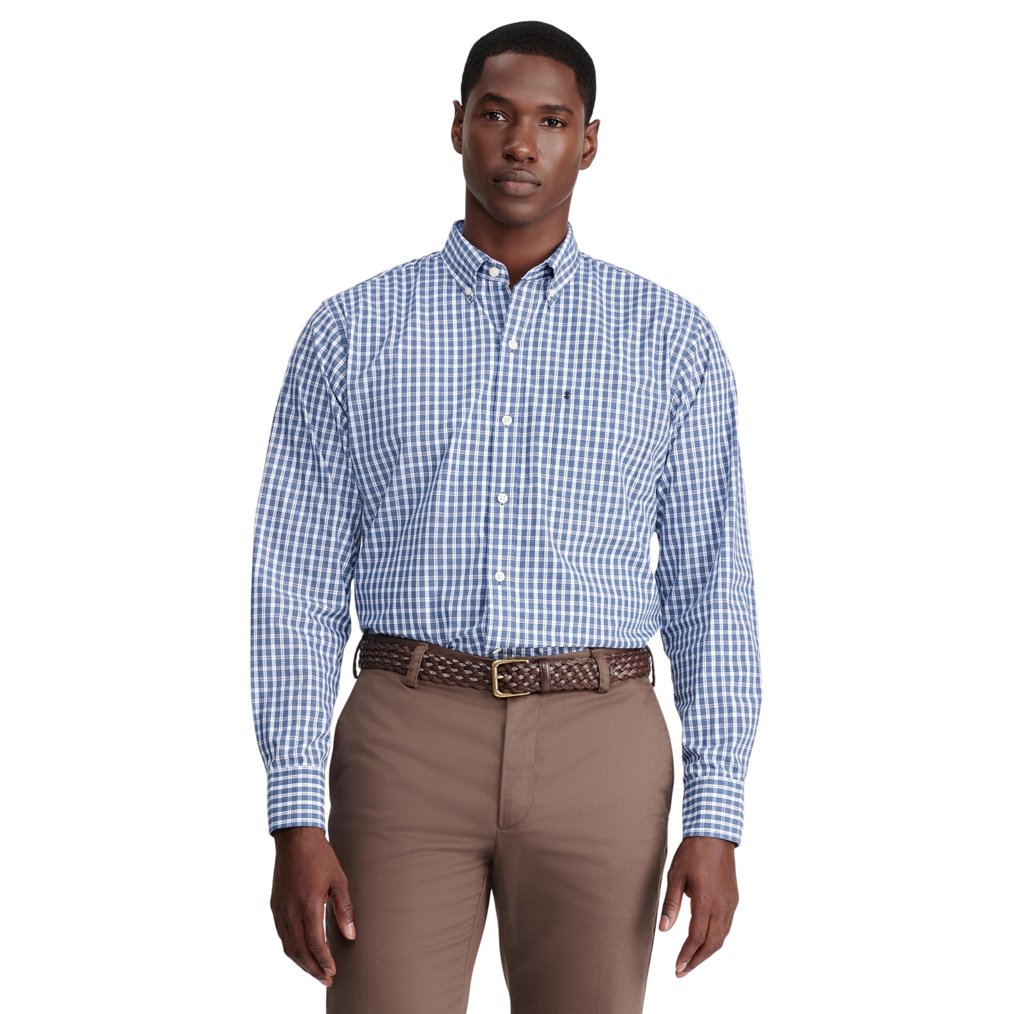 Camisa Izod Advantage Performance Plaid Estate Blue Para Hombre Xl