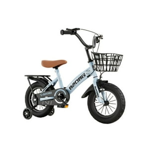 Babyluna - Bicicleta Infantil Aro 12 Cesta Y Rueda Con Luces Celeste