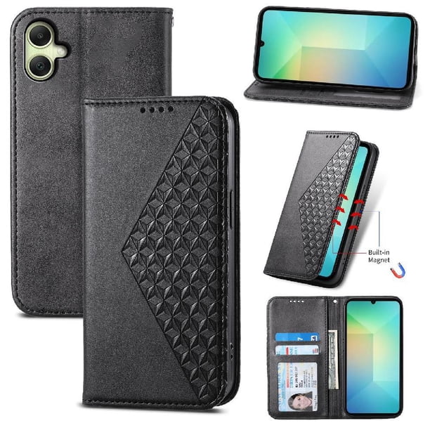 Funda Flip FOXDOCK para Samsung Galaxy A06 , Estilo Billetera con Diseño Rombo, Correa de Mano y Soporte, Uso Diario