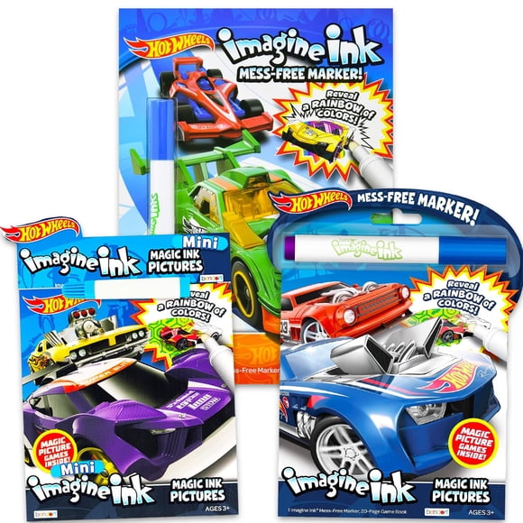 Set para colorear Hot Wheels Imagine Ink con 3 libros sin ensuciar
