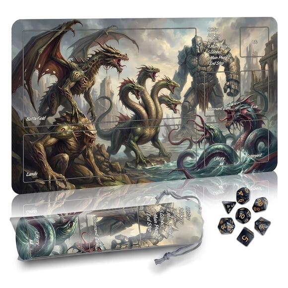 Tapete de juego Partypda MTG 61 x 36 cm impermeable antideslizante con dados