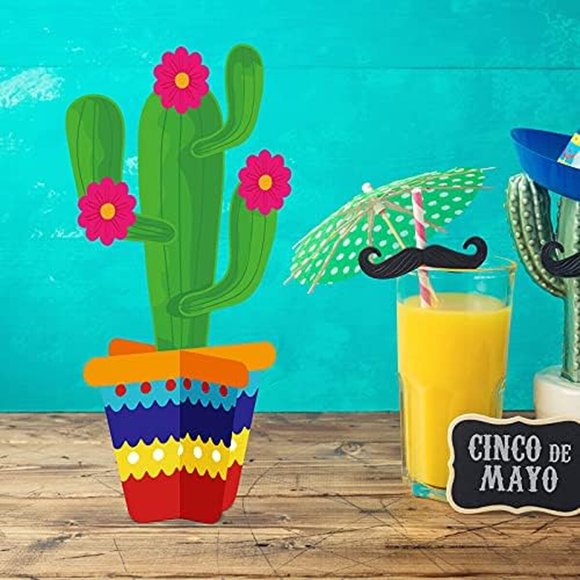 Decoración de fiesta de cactus Zonon, 12 piezas, centros de mesa mexicanos