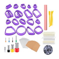 Magideal - Es De Arcilla Polimérica Es De Aretes De Arcilla De 18 Formas Anillos , Tarjeta De Aretes, Ganchos Para Aretes Suministros De , Púrpura Violeta