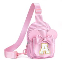 Bandolera Qlovea Initial Pink Para Niños, Niñas Y Niños Pequeños