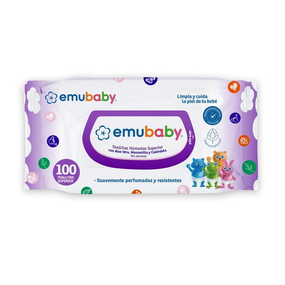 Toallitas Húmedas emubaby Superior Sin Alcohol, 100 Un