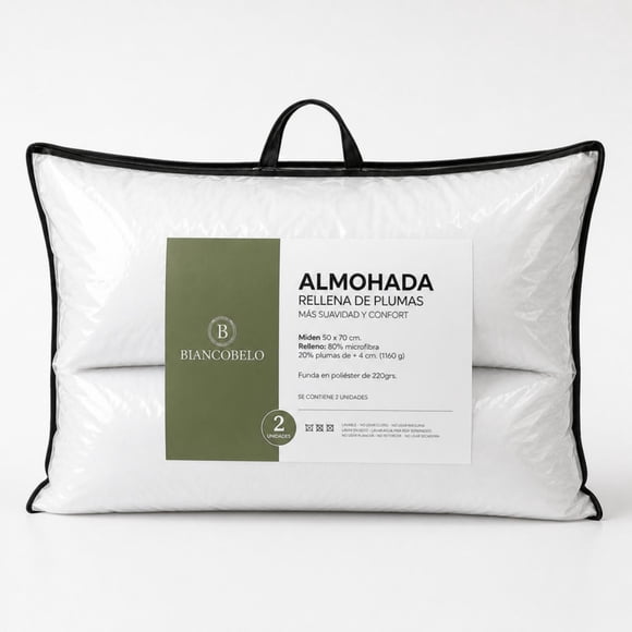 Pack 2 Almohadas Rellena de Pluma Pecho Biancobelo 50x70