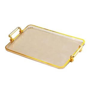 Bothyi - Bandeja Para Servir Con Asas Bandeja Para Comer Para Centro De Mesa Rectangular Borde Dorado Ámbar