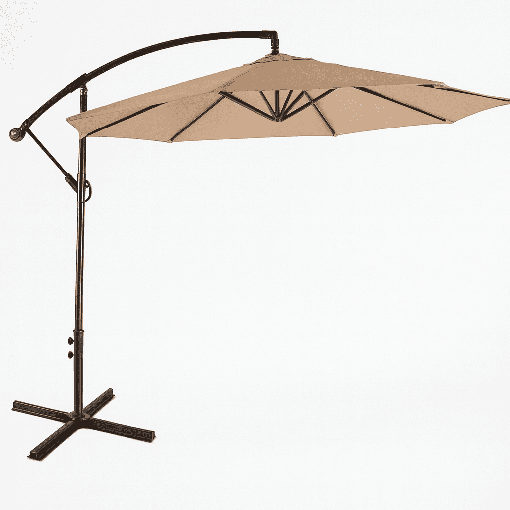 Javimate - Quitasol Lateral 3mt Soporte Pedestal Extensible Uv, Café