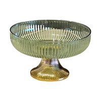 Magideal - Tazón De Fruta Decorativo Tazón De Refrigerio Tazón De Postre Redondo Multifuncional Tazón De Pedestal Decorativo Tazón De Fruta De Pedestal Para Mesa Oro Verde