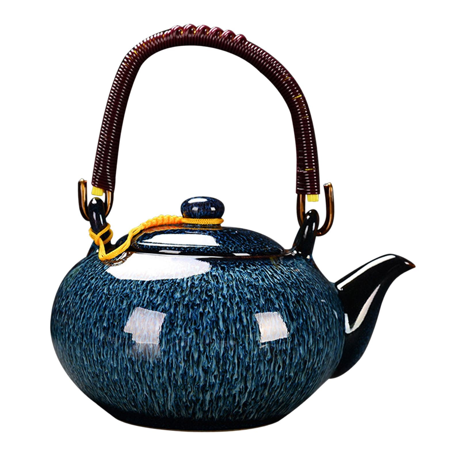 Magideal - Tetera De Cerámica Tetera De Cerámica 750 Ml Hogar Para Hervir Agua Caliente Tetera Para Acampar Casa De Té Cocina Amantes Del Té Regalo Senderismo Azul1