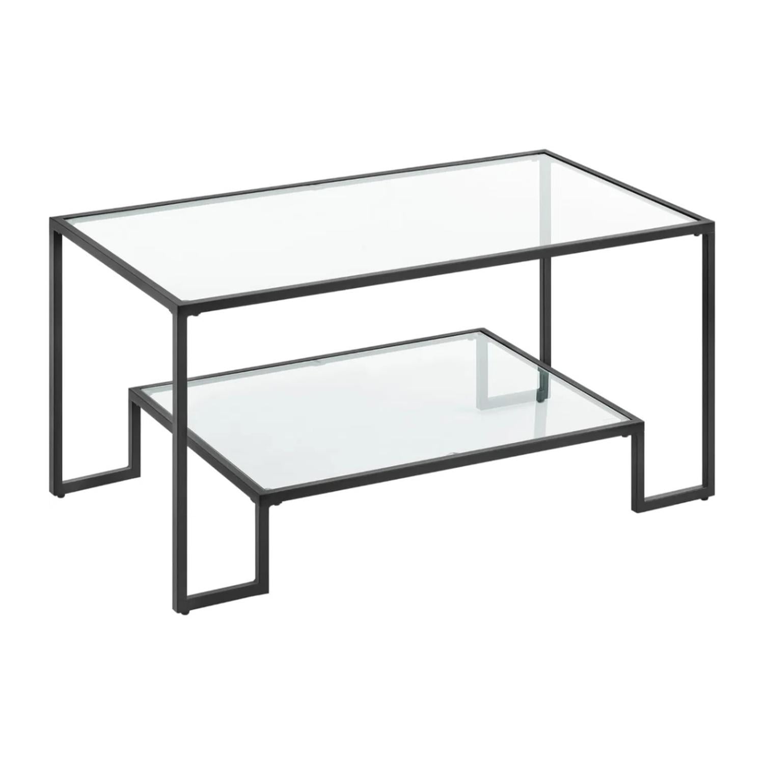 Pandalino - Mesa De Centro Landala | Vidrio Y Fierro Negro Blanco