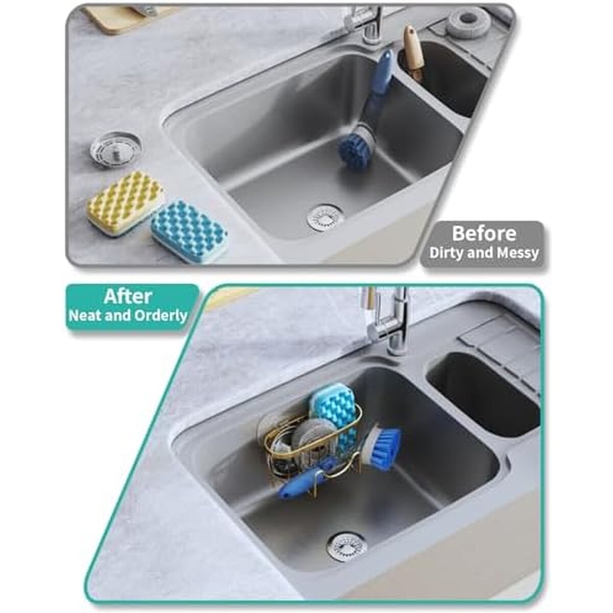 Portaesponja Hapirm Acero Inoxidable Oro 2 Instalaciones