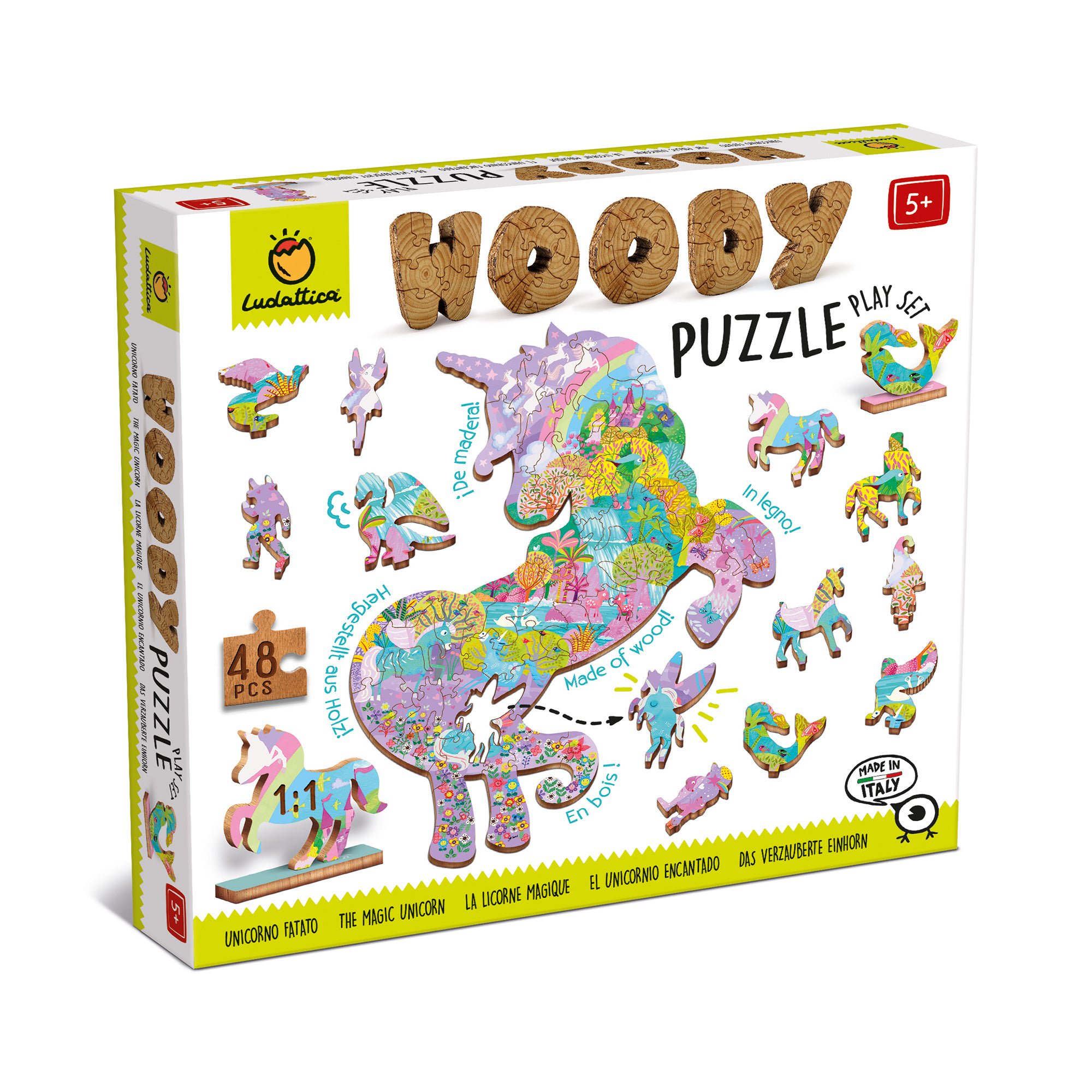 Puzzle De Madera Únicornio 48 Piezas Ludattica