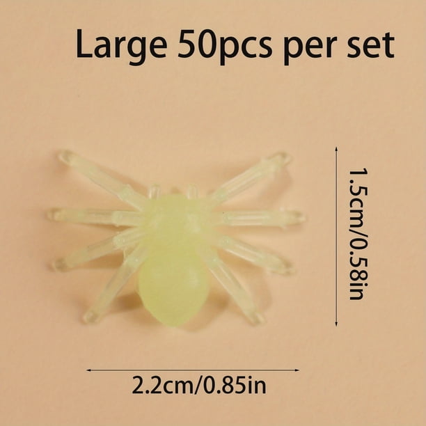50pcs Glow-in-the-Dark Halloween Spiders - Festive Plastic Toys for DIY Simulation Animals and Dark Night Decoration