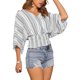 thumbnail image 4 of INSPIRE CHIC Blusa Boho para Mujer de Chifón con Mangas Murciélago Dolman Fruncidas L Blanco Negro, 4 of 5