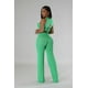thumbnail image 3 of Saronite Conjunto de 2 Piezas de Top Corto sin Mangas con Cuello Redondo y Pantalón de Cintura Alta con Cinturilla Elástica, Verde (para Mujer), 3 of 4