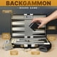 thumbnail image 2 of Set de backgammon Queensell de piel sintética negra de 38 x 24 cm con accesorios, 2 of 9
