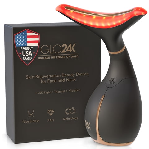 Glo24K Unleash The Power Of Gold - Beauty Device Glo24K - Luz Roja Para Rostro Y Cuello