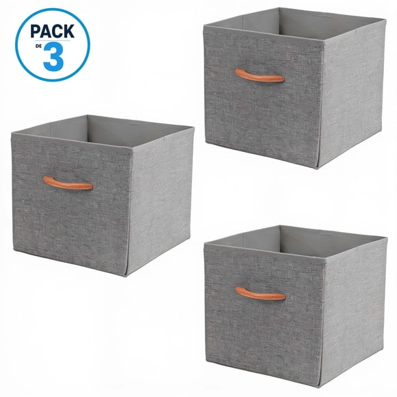 Pack 3 Cajas Cubo Organizador Plegable Tela Closet Ropa Etc