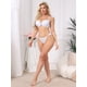 thumbnail image 2 of INSPIRE CHIC Ropa interior femenina de encaje de tiro bajo, suave y sedosa, con anillos laterales, talla grande, blanca, 2 of 4