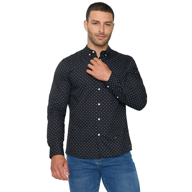 Camisa Hombre Miniprint Negro Corona