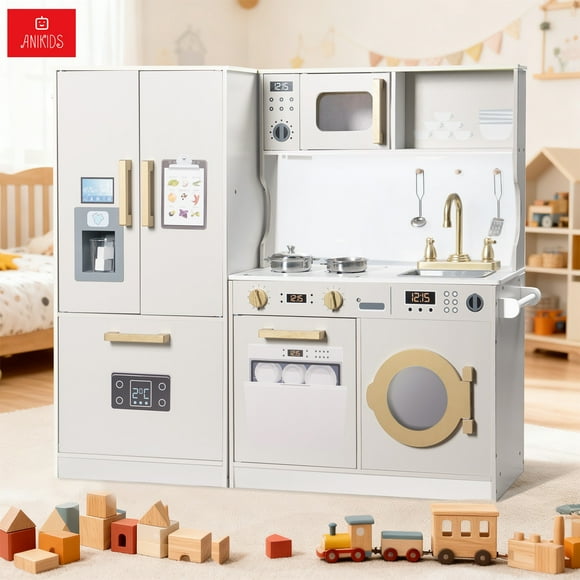 Cocina De Juguete Infantil De Madera Extra Grande 100x89cm Crema