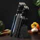 thumbnail image 3 of Cuchillos de Cocina Set 8 Piezas Acero Inoxidable Marmoleado Negro con Base Antideslizante, 3 of 6