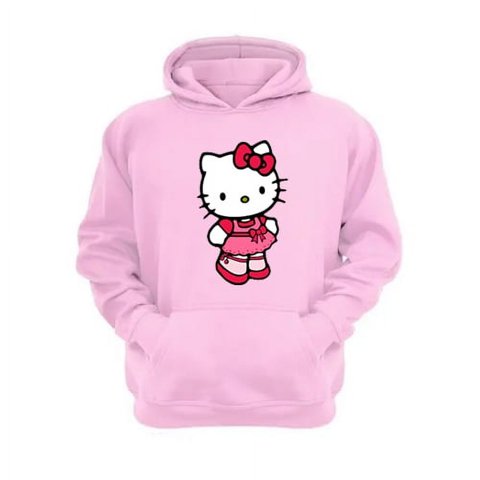 Genérico - Poleron Canguro Gatita Kitty Rosa Talla M Unisex