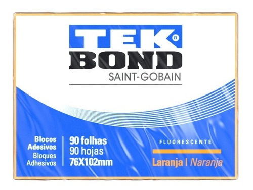 Notas Adhesivas Fluorescentes Naranjo - 76X102Mm 90 Hojas - Tekbond