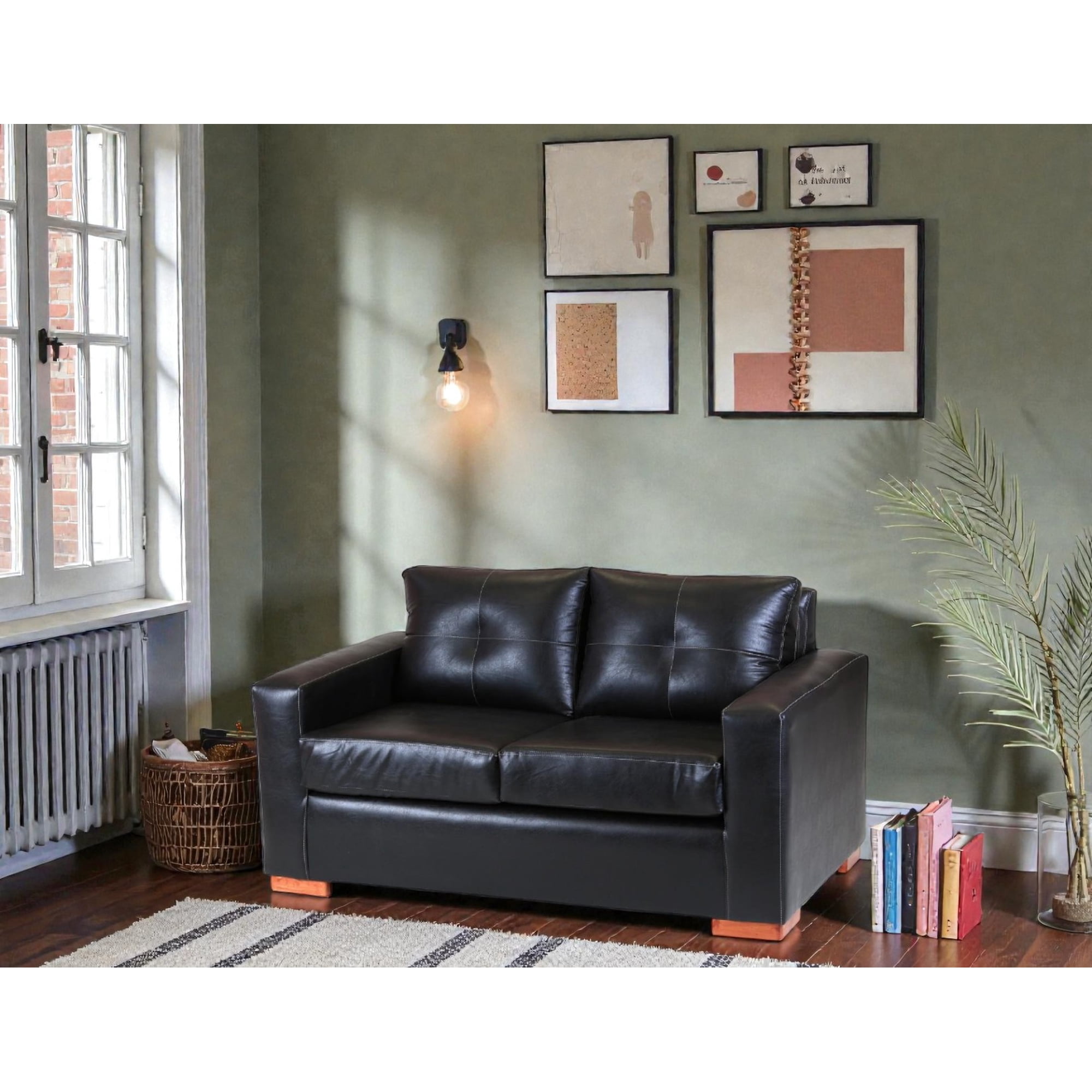 Muebles Altiro - Sofá Israel 2 Cuerpos - Cuero Sintético Pu Negro