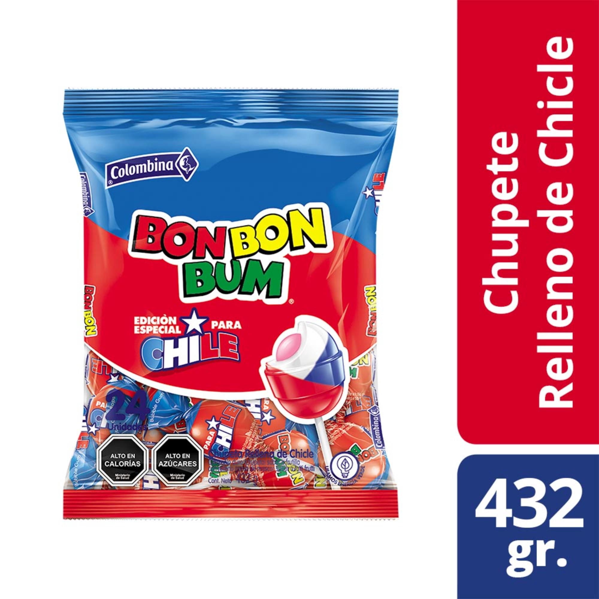 Chupetes Bon Bon Bum Rellenos De Chicle 432 g Colombia