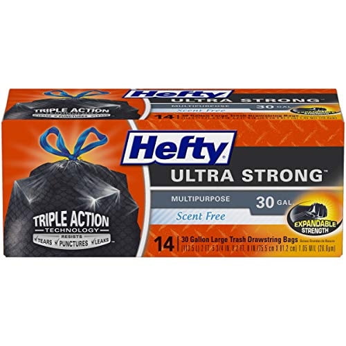 Bolsas De Basura Hefty, Ultrarresistentes, Multiusos, 30 Litros, 14 Unidades