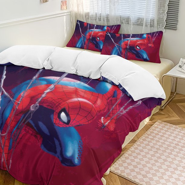 Spider-Man Bedding Comforter Sets 3-Piece Bedding Set Soft Warm Bed Set for Bedroom All Season
