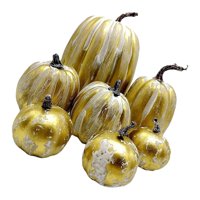Magideal - 7 Uds. De Calabazas Falsas, Modelo De Accesorios De Fotografía, Calabazas Artificiales Realistas Rústicas De Espuma Para Halloween, Cocina, Chimenea,