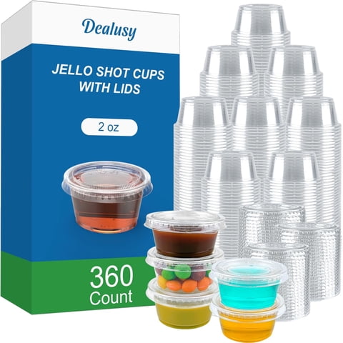 Juego De Vasos Jello Shot Cups Dealusy 360 De 60 Ml Con Tapas De Plástico Aptas Para Alimentos