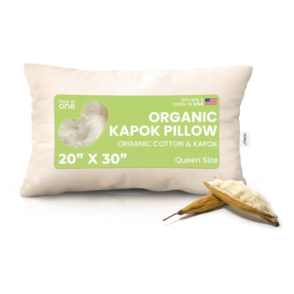 Almohada Bean Products 51 cm × 76 cm Kapok Orgánico – Tamaño Queen