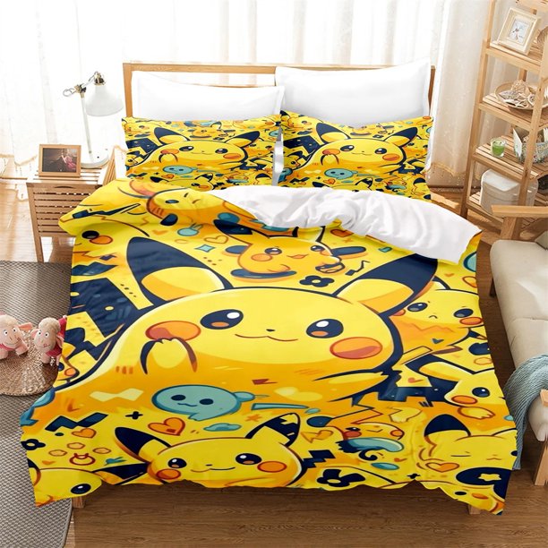 x200 Bed Sheets Pikachu Quilt Cover Pokémon Bedding Set Children'S Bedding Set /-Piece Quilt Covers Covers Children Printed 3-Piece Bedding Set (1 Duvet Cover + 2 Pillow Shams) nj200