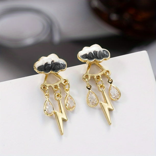 Cute Rainy Cloud Earrings: Creative Gift for Women & Girls - Drop Oil & Tassel Jewelry