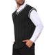 thumbnail image 4 of INSPIRE CHIC Chaleco de Punto sin Mangas con Cuello en V de Color Sólido para Hombre M Negro, 4 of 5