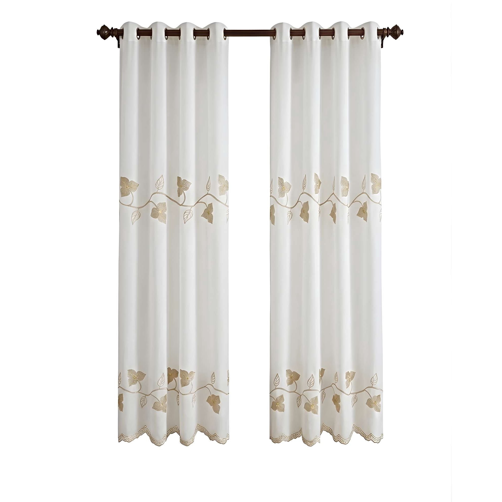 Genérico - Pack De 2 Cortinas Tipo Visillo Con Bordado De Alta Definición 01