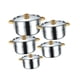 thumbnail image 2 of Juego De Utensilios De Cocina De 5x, Olla Para Salsa, Acero Inoxidable, Para El Hogar, Restaurante, Senderismo, Mangos Dorados, 2 of 5