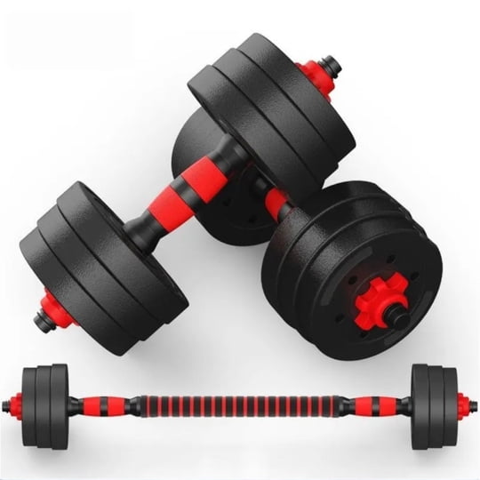 Pwrfitness - Set De Mancuernas Ajustables 20 Kilos 2 En 1 Con Barra De Unión