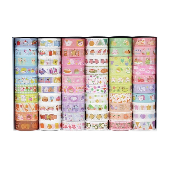 Cinta Washi Lecqizu 60 rollos de 15 mm coloridos para manualidades