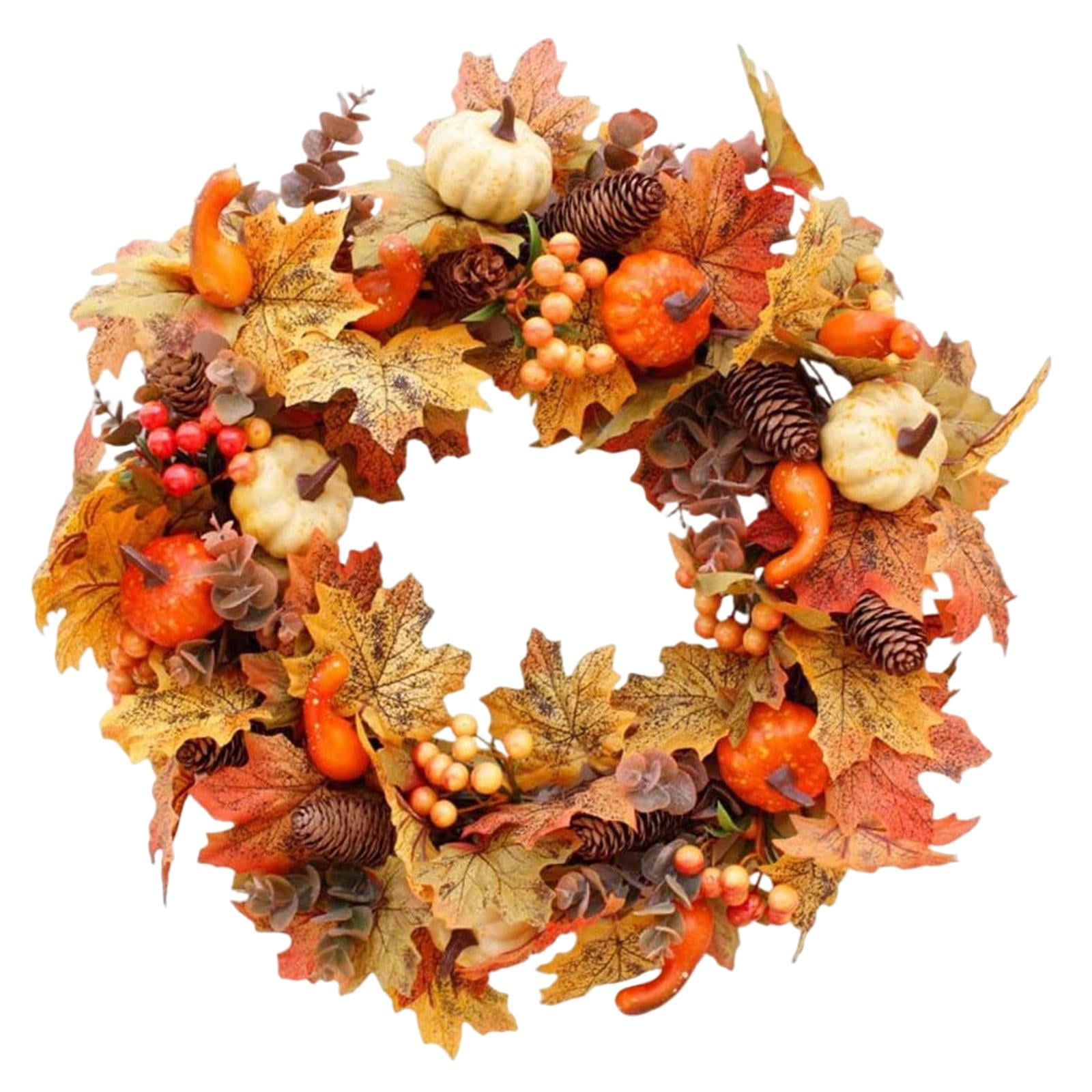 Bothyi - Cosecha Colgante De Corona De Calabaza De Otoño De 40 Cm Para Acción De Gracias De Granja Interior