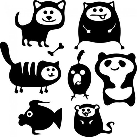 Rienda Libre Graphics - Decomural Cute Cartoon Animals Cat Dog Set Ws-32701