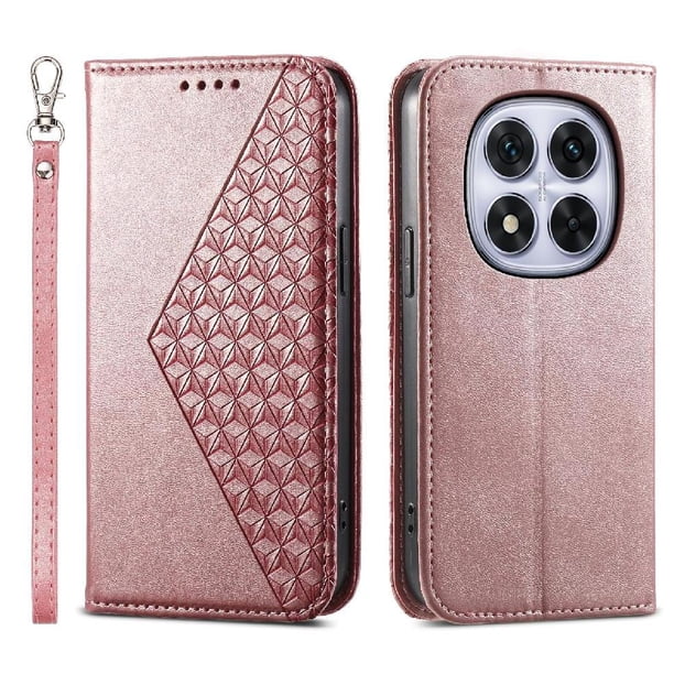 Funda Flip FOXDOCK para Xiaomi Redmi Note 15 5G , Estilo Billetera con Diseño Rombo, Correa de Mano y Soporte, Uso Diario