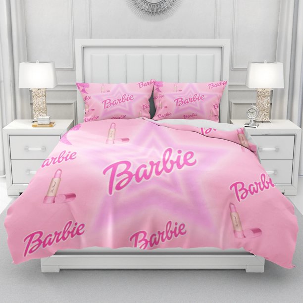 Barbie/Angel Cartoon Printed Bedding Sets exquisite bed supplies set duvet cover bed comforter set luxury birthday gift Bed Sheets