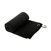 Ioensy - Toalla De Golf Para Hombre Y Mujer, Diseño De Gofre Con Mosquetón, Color Negro