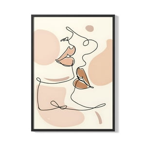Creango - Cuadro Poster Enmarcado Silueta De Labios Decorativo