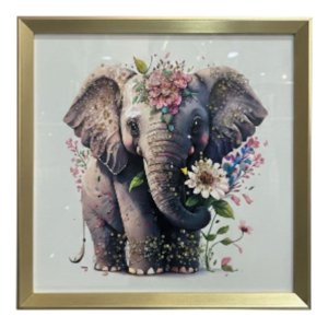 Genérico - Cuadro Decorativo Elefante Floral Fantasía Elegancia Jhn